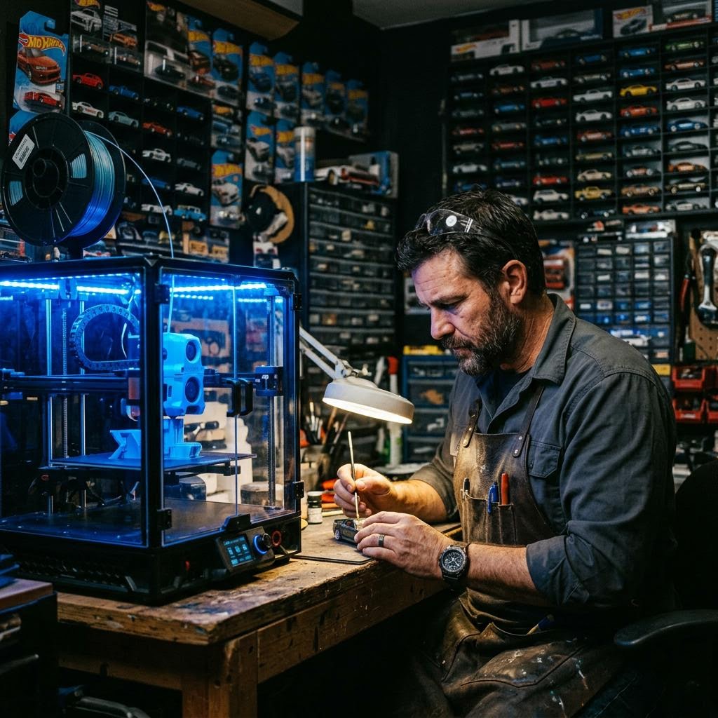 East Coast Diecast founder working in the workshop